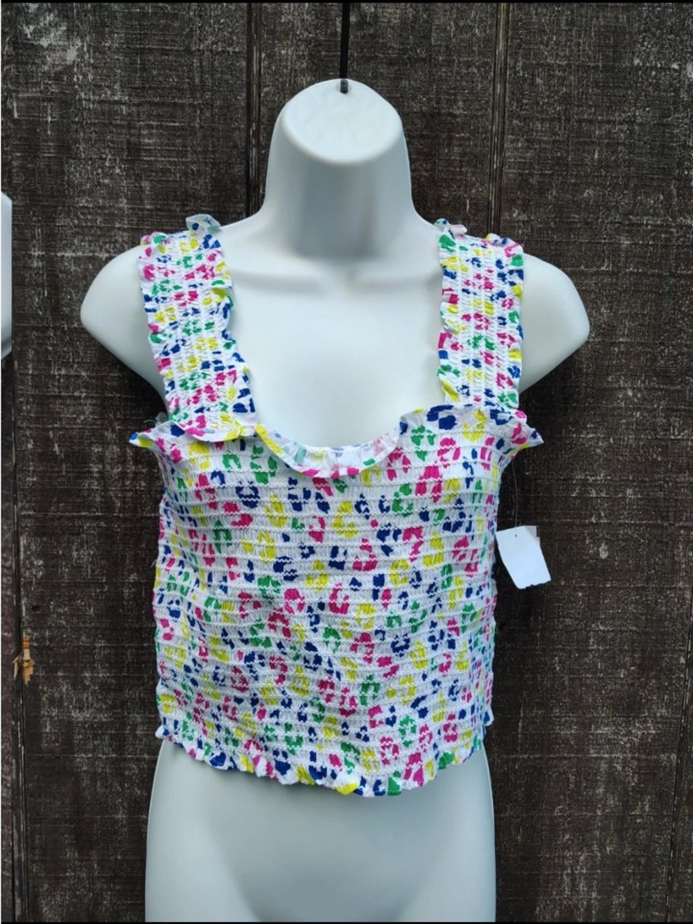 Cabana by Crown & Ivy Crop Rainbow Leopard Print Tank Top